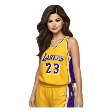 selena gomez with yellow lakers jersey sticker