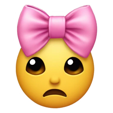 Sad emoji with a pink bow on their head sticker