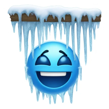 Blue smiley face with icicles sticker