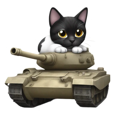 A spotted black and white cat on a tank  sticker