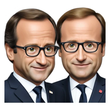 François Hollande holding emanuel Macron  sticker