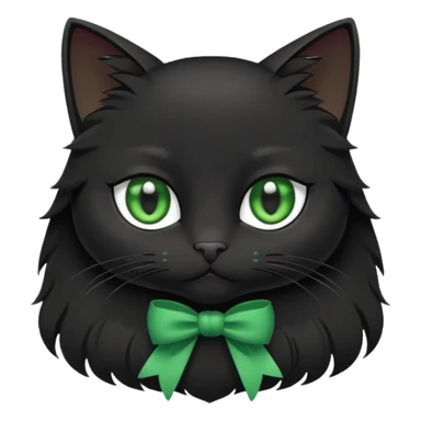 A black cat with sly green eyes and a white bow around its neck sticker
