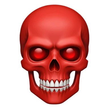The image features a stylized red skull against a black background.
The image is composed primarily of two colors: a vibrant red for the skull and a deep black for the background. The skull occupies a large portion of the image and is drawn in a minimalist style, almost like a silhouette.  sticker