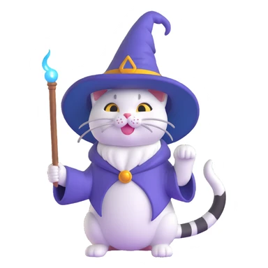 kitty wizard casting a spell sticker