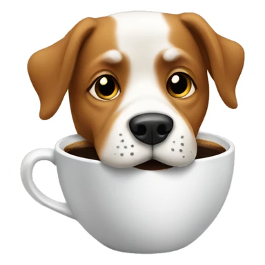 a dog drinking coffee sticker