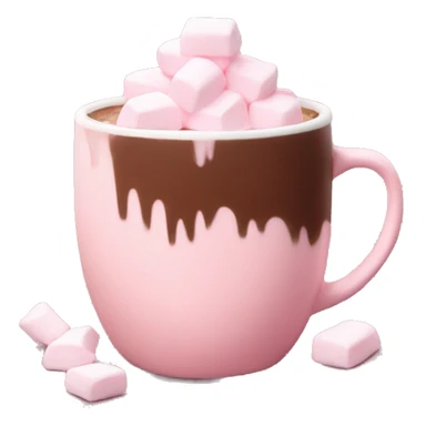 Aesthetic hot chocolate in light pink cup marshmallow  sticker