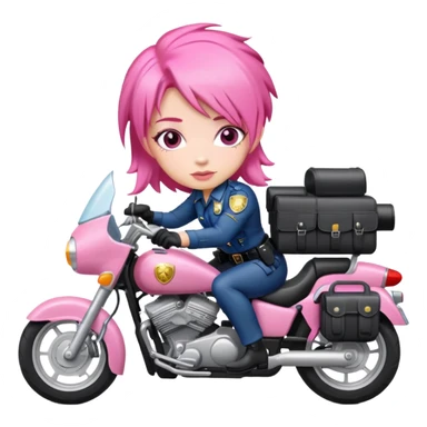 Female cop with pink hair on a motorcycle sticker