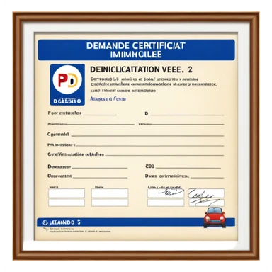 do I without the words The image shows a French vehicle registration form called "Demande de Certificat d'Immatriculation d'un Véhicule" or "Carte Grise." It is used to register a vehicle in France. The form includes sections for vehicle details, applicant information, residence, technical characteristics, additional information, and signature. It must be accurately completed to avoid delays in processing. sticker