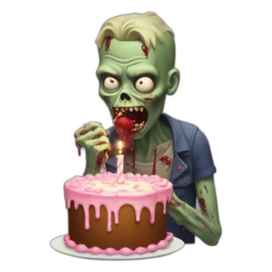 Zombie eating a birthday cake sticker