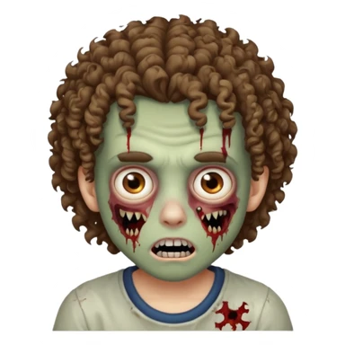 menino com cabelo cacheado e olhos marrons, com boca de zumbi sticker