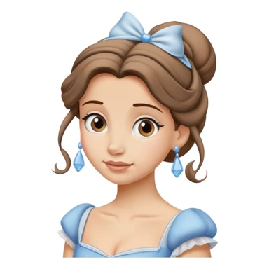 Cinderella emoji, before transformation, wearing rags, brown hair tied back, hopeful expression sticker