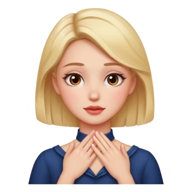 girl with hands on her neck, blushing sticker