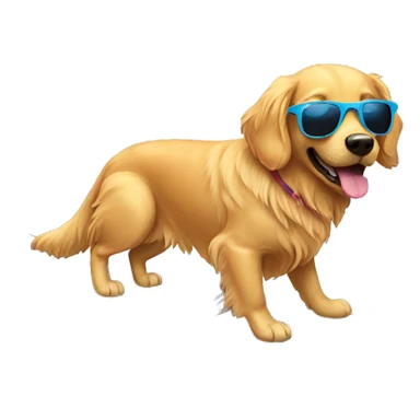 Golden retriever surfing with sunglasses  sticker