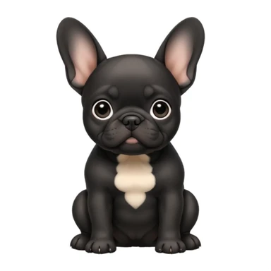 black french bulldog puppy, cute, sitting, simple background sticker