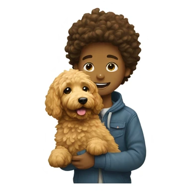 Golden doodle with boy sticker