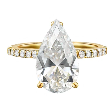 12 carat pear cut diamond engagement ring with small diamonds around the band sticker