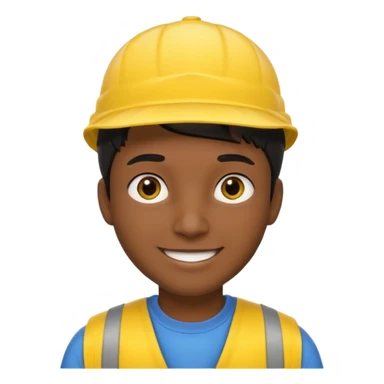 A man with dark skin tone, wearing a bright yellow cap, short black hair mostly covered by the cap, large brown eyes, and a wide smile. sticker