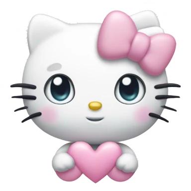 Hello kitty with pastel hearts instead of eyes sticker