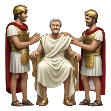 roman emperor with 2 slaves bowing sticker