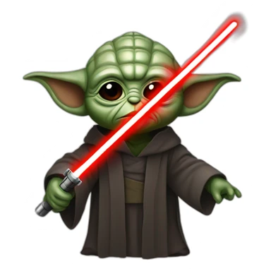 Dark Yoda with a red lightsaber sticker