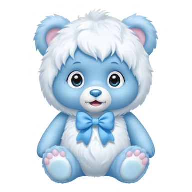 blue baby girl care bear yeti with blue bow sticker