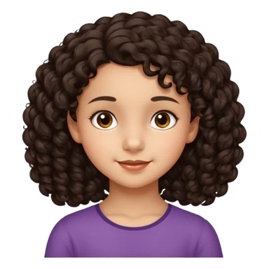 10 year old girl, morena, dark brown curly hair, smirking expression, face in profile sticker