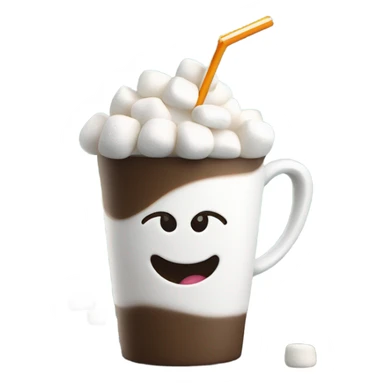 cup of coffee with marshmellows and straw sticker