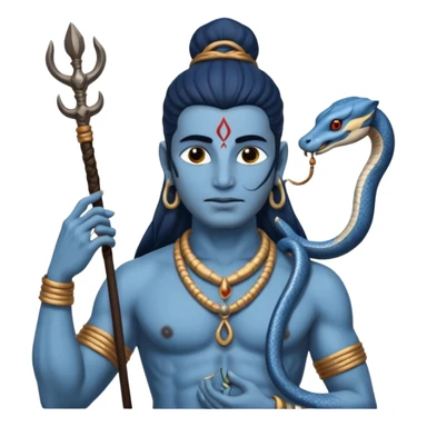 Mahadev real god  shiv not like cartoon  blue body and trishul and and had damru and nack around sanke  sticker