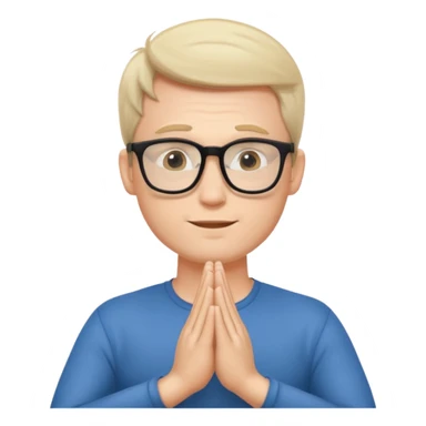 A white Man doing namaste with wearing specs sticker