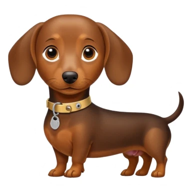 Dachshund dog with collar name tag that says DeSean sticker