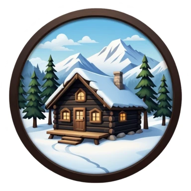 Snowy little cabin mountain woods sticker