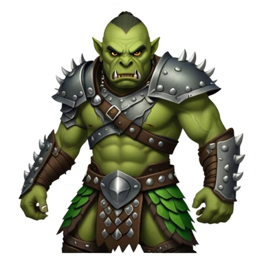 Cinematic Realistic WoW Orc Warrior Portrait, captured in a dynamic, battle-ready stance, muscles bulging beneath intricately detailed tribal armor accented with dark leather and iron. His fierce, determined eyes and battle-scarred green skin are rendered with dramatic natural lighting and high shine, exuding raw, relentless fury in a fierce combat pose. sticker