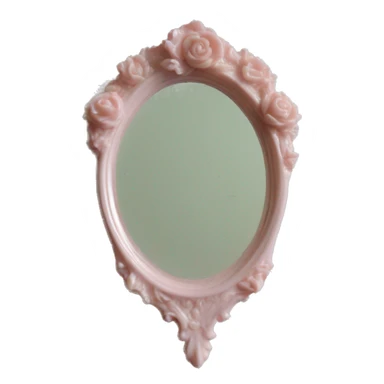 vintage rococo light pink dainty floral hand mirror sticker