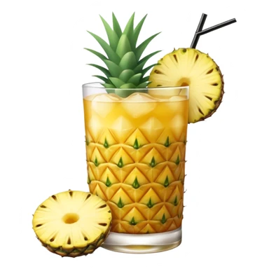yellow pineapple refresher cocktail with only one slice of pinapple sticker