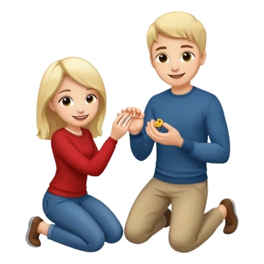 🧎‍♂️‍➡️💍💃 a boy parposing a girl boy on his knee and boy give him ring  sticker
