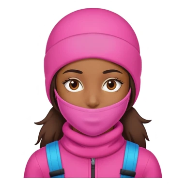 brown girl wearing pink ski mask sticker