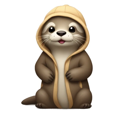 Otter with pijama and pijama hat tucked in and ready to sleep sticker
