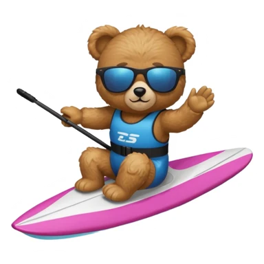 Teddy bear water skiing  sticker