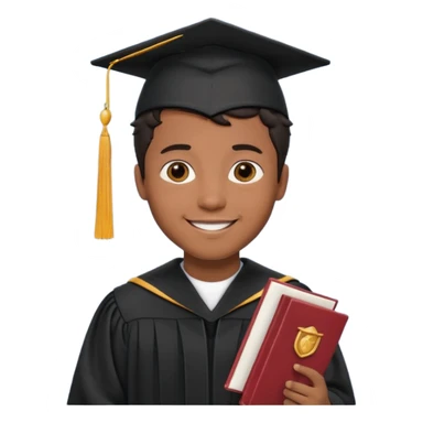 male graduate with brown skin, short wavy hair black sticker
