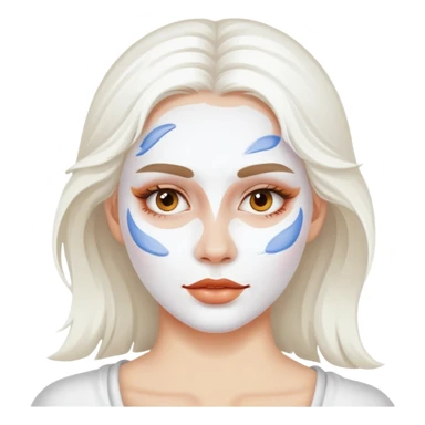 Woman painting own face with white paint sticker