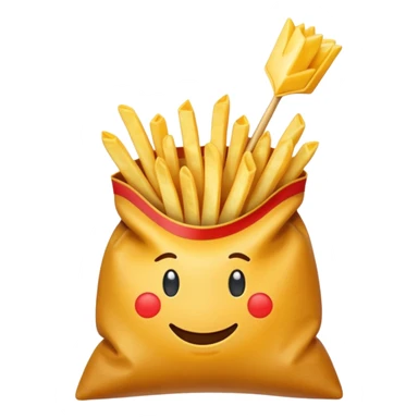 arrow showing fries being put into bag sticker