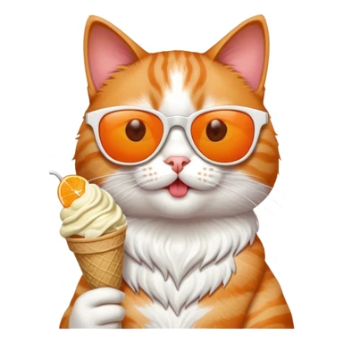 Cat eating ice cream with sunglasses sticker
