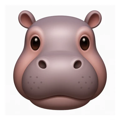 Make a hippo face emoji exactly like the reference image, in iOS emoji style. Same shape, color, and expression, smooth and shiny. sticker