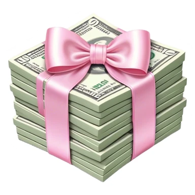 stack of money with baby pink bow sticker
