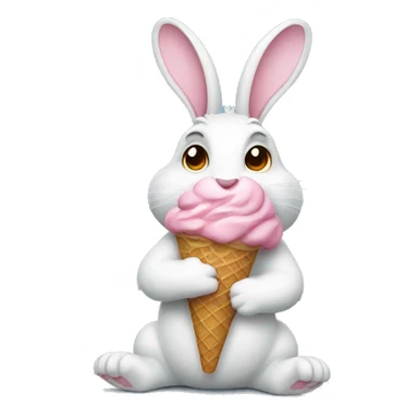 a rabbit that has a ice cream on its hand sticker