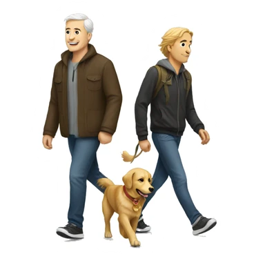 White men walking with golden retriever  sticker
