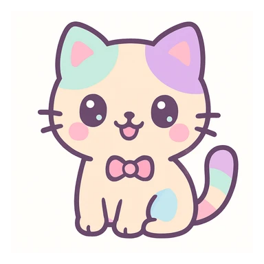 a cat, kawaii style illustration sticker