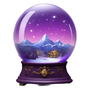 vintage purple rococo night sky mountains snow globe sticker