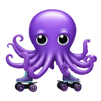 A purple octopus with 100 legs wearing roller skates sticker