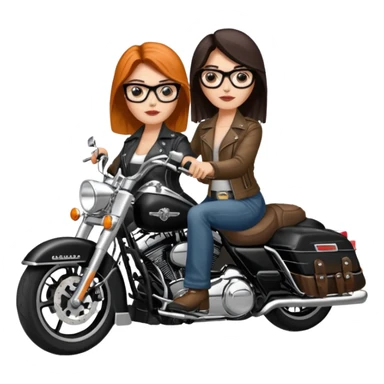 Un couple de biker sur une harley road king noire, l'homme n'a pas de moustache et une paire de lunettes demetz ros21, la fille a des cheveux plus dans les tons chatain sticker